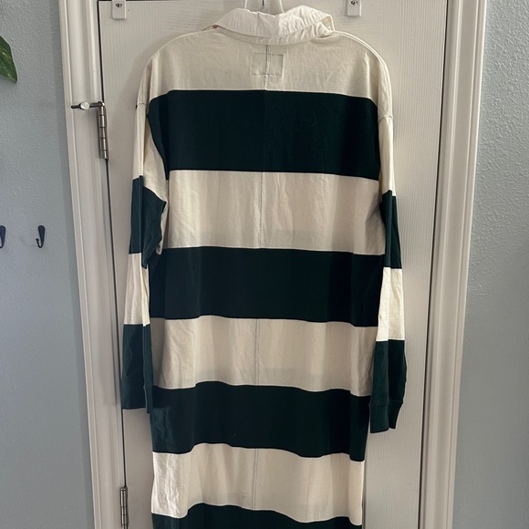 Roots Green and White Striped Rugby Maxi Dress Preppy Polo Women’s Large Organic - Picture 6 of 10